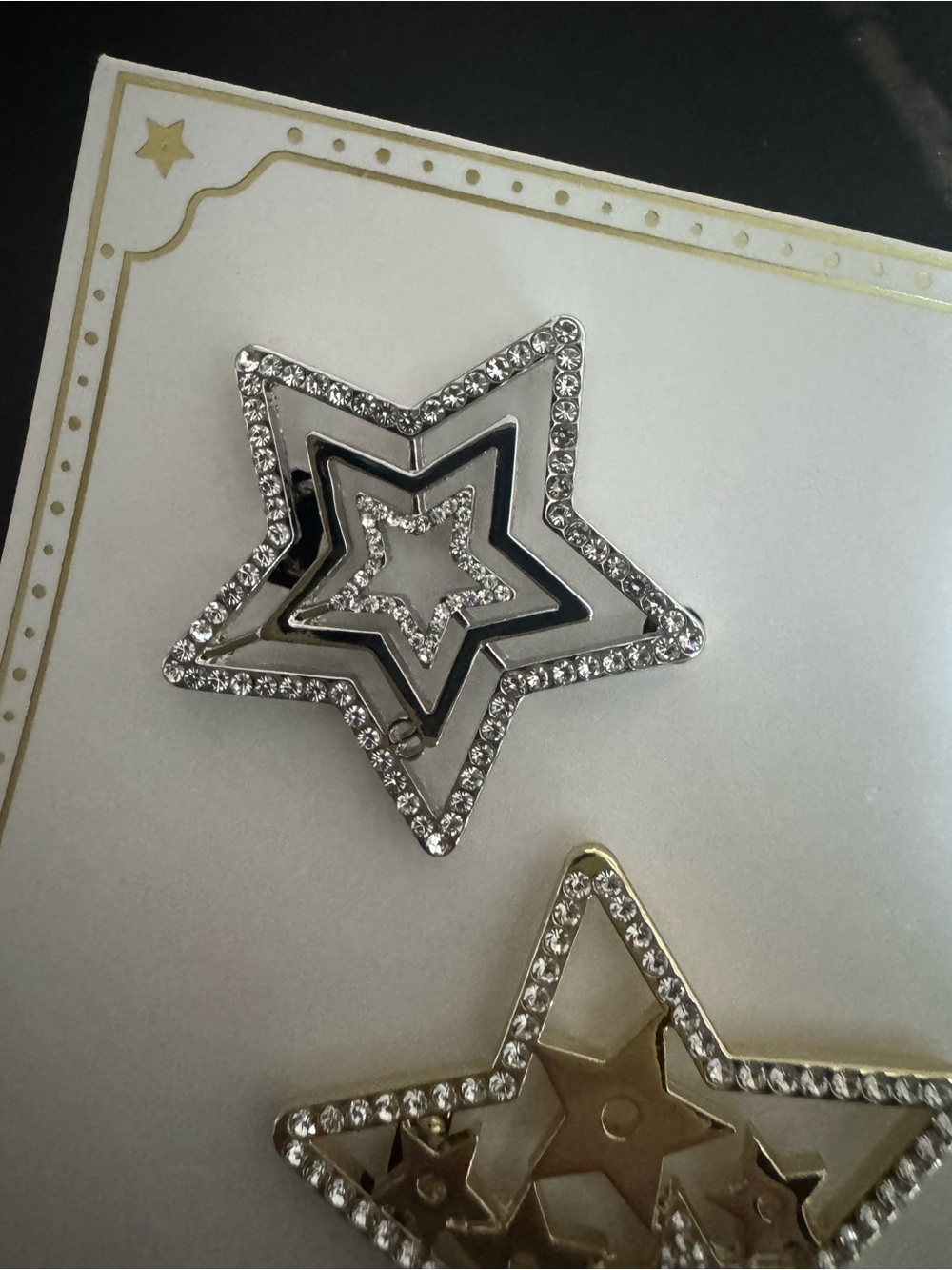 Dior Star Rhinestone Hair Clips - Silver & Gold Accents - Picture 3 of 8